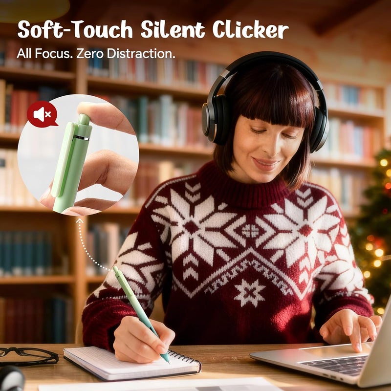 WRITECH Fine Point Gel Pens: 0.5mm 4ct Retractable Click Pen Black Ink Gradient Aesthetic Color Pen Barrel Smooth Writing Journaling No Bleed Christmas Gift for Nurse Student Office - Image 4